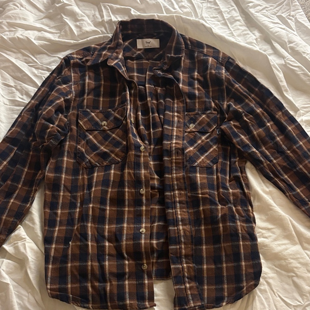 TNA Brown & Navy Plaid Lightweight Shirt Jacket